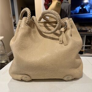 Eileen West Cream Floral Leather Satchel/Shoulder Bag